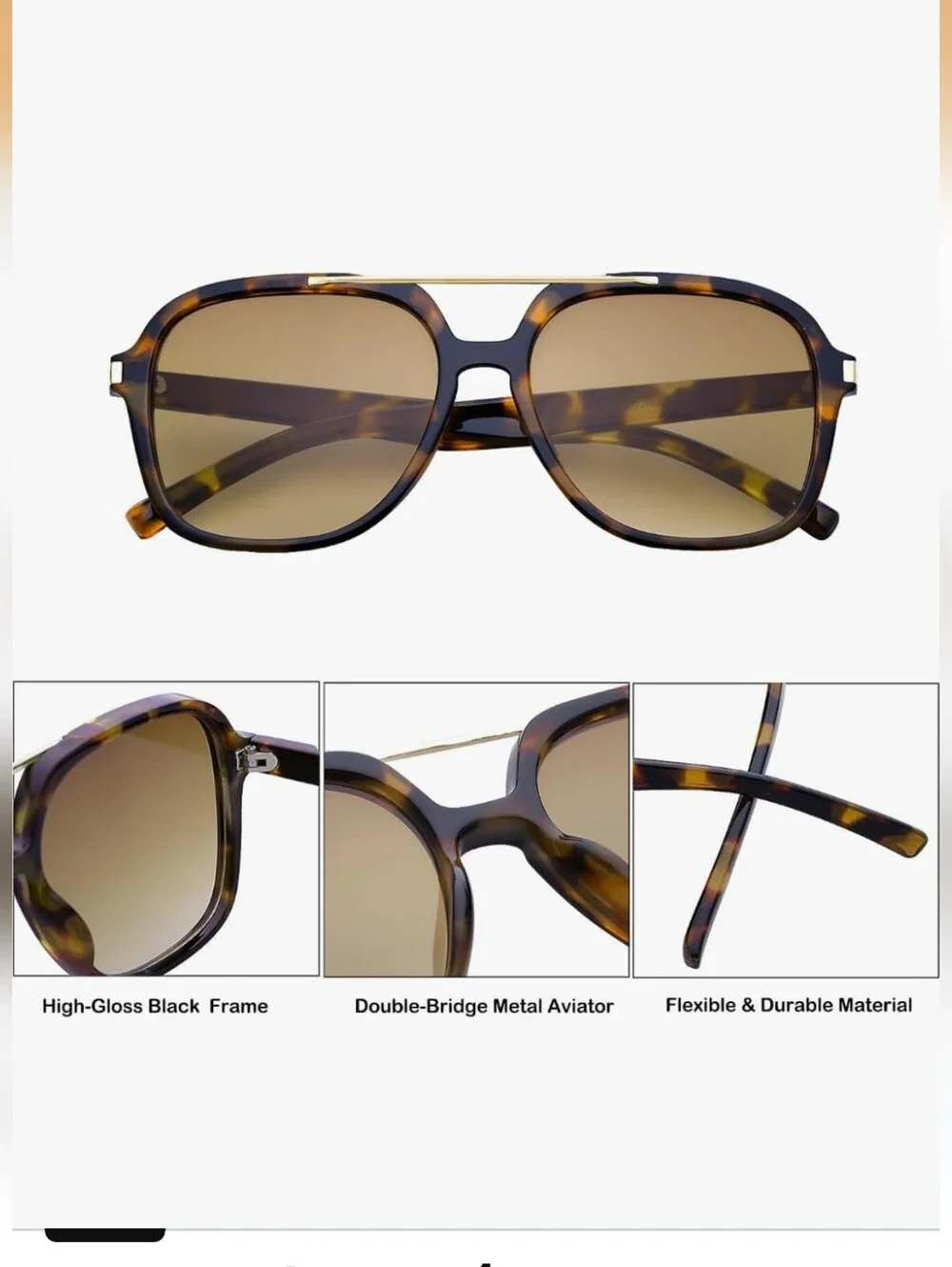 Tortoiseshell Oversized Square Sunglasses with Brown Gradient Lenses